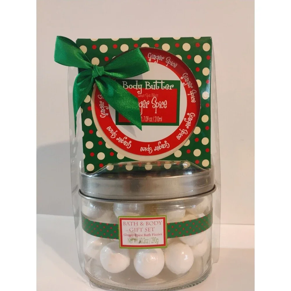 Ginger Spice Body Butter & Bath Fizzies Set Moisturizer for Full Body, 7.09 oz
